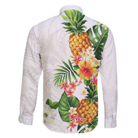 Hawaii Pineapple Tropical Family Matching Off The Shoulder Long Sleeve Dress and Hawaiian Shirt Luminous Hibiscus Plumeria LT01 - Polynesian Pride