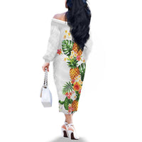 Hawaii Pineapple Tropical Family Matching Off The Shoulder Long Sleeve Dress and Hawaiian Shirt Luminous Hibiscus Plumeria LT01 - Polynesian Pride
