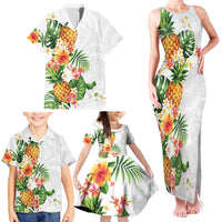 Hawaii Pineapple Tropical Family Matching Tank Maxi Dress and Hawaiian Shirt Luminous Hibiscus Plumeria LT01 - Polynesian Pride