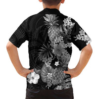 Hawaii Pineapple Tropical Family Matching Short Sleeve Bodycon Dress and Hawaiian Shirt Neutral Hibiscus Plumeria LT01 - Polynesian Pride