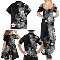 Hawaii Pineapple Tropical Family Matching Summer Maxi Dress and Hawaiian Shirt Neutral Hibiscus Plumeria LT01 - Polynesian Pride