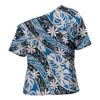 Ninamu Tahiti Tiare Monstera Cross Shoulder Shirt Polynesian Pattern Curve Style - Polynesian Pride