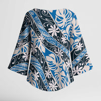 Ninamu Tahiti Tiare Monstera Kimono Sleeve Blouse Polynesian Pattern Curve Style LT01 - Polynesian Pride