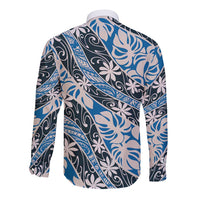 Ninamu Tahiti Tiare Monstera Long Sleeve Button Shirt Polynesian Pattern Curve Style - Polynesian Pride
