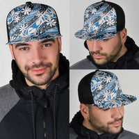 Ninamu Tahiti Tiare Monstera Mesh Trucker Cap Polynesian Pattern Curve Style - Polynesian Pride