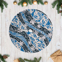 Ninamu Tahiti Tiare Monstera Tree Skirt Polynesian Pattern Curve Style LT01 Casual Blue - Polynesian Pride