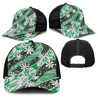 Matie Tahiti Tiare Monstera Baseball Net Cap Polynesian Pattern Curve Style - Polynesian Pride