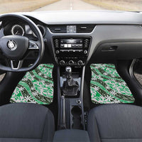 Matie Tahiti Tiare Monstera Car Mats Polynesian Pattern Curve Style LT01 Set 2pcs - Front Green - Polynesian Pride