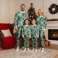 Matie Tahiti Tiare Monstera Christmas Pajama Set Polynesian Pattern Curve Style - Polynesian Pride