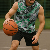 Matie Tahiti Tiare Monstera Sleeveless Hoodie Polynesian Pattern Curve Style - Polynesian Pride
