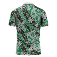 Matie Tahiti Tiare Monstera Zipper Polo Shirt Polynesian Pattern Curve Style - Polynesian Pride