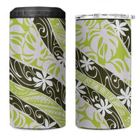 Olive Tahiti Tiare Monstera 4 in 1 Can Cooler Tumbler Polynesian Pattern Curve Style LT01 One Size: 16 oz Olive - Polynesian Pride