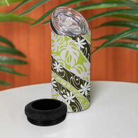 Olive Tahiti Tiare Monstera 4 in 1 Can Cooler Tumbler Polynesian Pattern Curve Style LT01 - Polynesian Pride