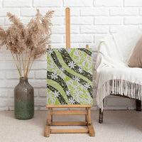 Olive Tahiti Tiare Monstera Canvas Wall Art Polynesian Pattern Curve Style - Polynesian Pride