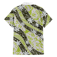 Olive Tahiti Tiare Monstera Hawaiian Shirt Polynesian Pattern Curve Style - Polynesian Pride