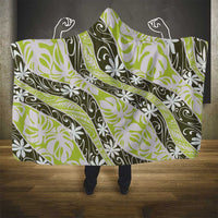 Olive Tahiti Tiare Monstera Hooded Blanket Polynesian Pattern Curve Style LT01 - Polynesian Pride