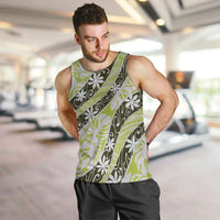 Olive Tahiti Tiare Monstera Men Tank Top Polynesian Pattern Curve Style LT01 Olive - Polynesian Pride