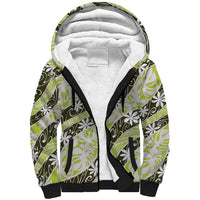 Olive Tahiti Tiare Monstera Sherpa Hoodie Polynesian Pattern Curve Style LT01 Unisex Olive - Polynesian Pride
