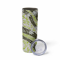 Olive Tahiti Tiare Monstera Skinny Tumbler Polynesian Pattern Curve Style LT01 - Polynesian Pride