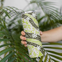 Olive Tahiti Tiare Monstera Skinny Tumbler Polynesian Pattern Curve Style LT01 - Polynesian Pride