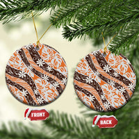 Puatou Tahiti Tiare Monstera Ceramic Ornament Polynesian Pattern Curve Style - Polynesian Pride