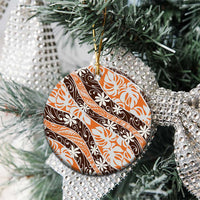 Puatou Tahiti Tiare Monstera Ceramic Ornament Polynesian Pattern Curve Style - Polynesian Pride