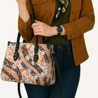 Puatou Tahiti Tiare Monstera Leather Bag Polynesian Pattern Curve Style - Polynesian Pride