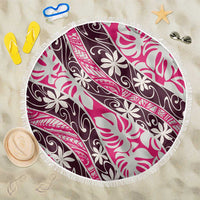 Tarona Tahiti Tiare Monstera Beach Blanket Polynesian Pattern Curve Style - Polynesian Pride