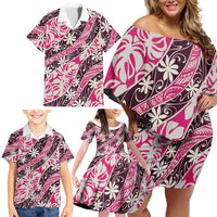 Tarona Tahiti Tiare Monstera Family Matching Off Shoulder Short Dress and Hawaiian Shirt Polynesian Pattern Curve Style - Polynesian Pride