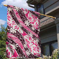 Tarona Tahiti Tiare Monstera Garden Flag Polynesian Pattern Curve Style - Polynesian Pride