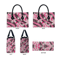 Tarona Tahiti Tiare Monstera Leather Bag Polynesian Pattern Curve Style - Polynesian Pride