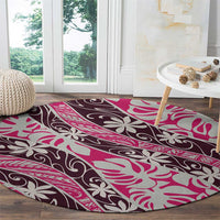 Tarona Tahiti Tiare Monstera Round Carpet Polynesian Pattern Curve Style LT01 - Polynesian Pride