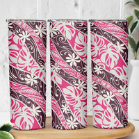 Tarona Tahiti Tiare Monstera Skinny Tumbler Polynesian Pattern Curve Style - Polynesian Pride