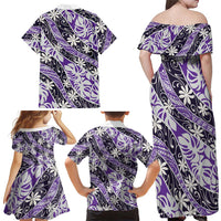 Vareau Tahiti Tiare Monstera Family Matching Off Shoulder Maxi Dress and Hawaiian Shirt Polynesian Pattern Curve Style LT01 - Polynesian Pride