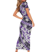 Vareau Tahiti Tiare Monstera Family Matching Short Sleeve Bodycon Dress and Hawaiian Shirt Polynesian Pattern Curve Style LT01 - Polynesian Pride