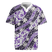 Vareau Tahiti Tiare Monstera Rugby Jersey Polynesian Pattern Curve Style - Polynesian Pride