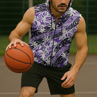 Vareau Tahiti Tiare Monstera Sleeveless Zip Hoodie Polynesian Pattern Curve Style - Polynesian Pride