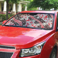 Uteute Tahiti Tiare Monstera Auto Sun Shade Polynesian Pattern Curve Style - Polynesian Pride