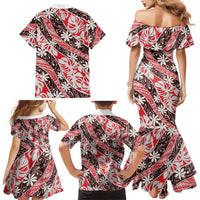Uteute Tahiti Tiare Monstera Family Matching Mermaid Dress and Hawaiian Shirt Polynesian Pattern Curve Style LT01 - Polynesian Pride