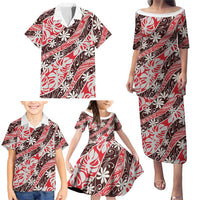 Uteute Tahiti Tiare Monstera Family Matching Puletasi and Hawaiian Shirt Polynesian Pattern Curve Style - Polynesian Pride