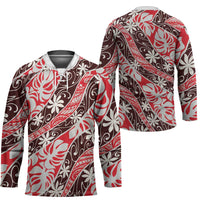 Uteute Tahiti Tiare Monstera Hockey Jersey Polynesian Pattern Curve Style - Polynesian Pride