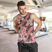 Uteute Tahiti Tiare Monstera Men Tank Top Polynesian Pattern Curve Style - Polynesian Pride