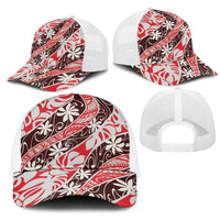 Uteute Tahiti Tiare Monstera Mesh Trucker Cap Polynesian Pattern Curve Style - Polynesian Pride