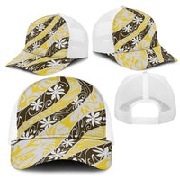 Rearea Tahiti Tiare Monstera Mesh Trucker Cap Polynesian Pattern Curve Style - Polynesian Pride