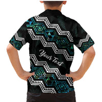 Personalised Taniko Aotearoa Mix Paua Shell Family Matching Mermaid Dress and Hawaiian Shirt Niho Taniwha Turquoise Glitter LT01 - Polynesian Pride