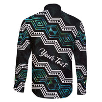 Personalised Taniko Aotearoa Mix Paua Shell Family Matching Off The Shoulder Long Sleeve Dress and Hawaiian Shirt Niho Taniwha Turquoise Glitter LT01 - Polynesian Pride