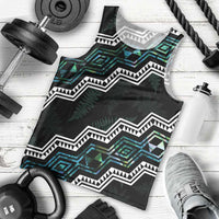 Personalised Taniko Aotearoa Mix Paua Shell Men Tank Top Niho Taniwha Turquoise Glitter