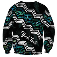 Personalised Taniko Aotearoa Mix Paua Shell Sweatshirt Niho Taniwha Turquoise Glitter