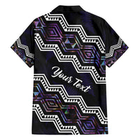 Personalised Taniko Aotearoa Mix Paua Shell Family Matching Tank Maxi Dress and Hawaiian Shirt Niho Taniwha Lilac Glitter LT01 - Polynesian Pride