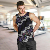 Personalised Taniko Aotearoa Mix Paua Shell Men Tank Top Niho Taniwha Lilac Glitter